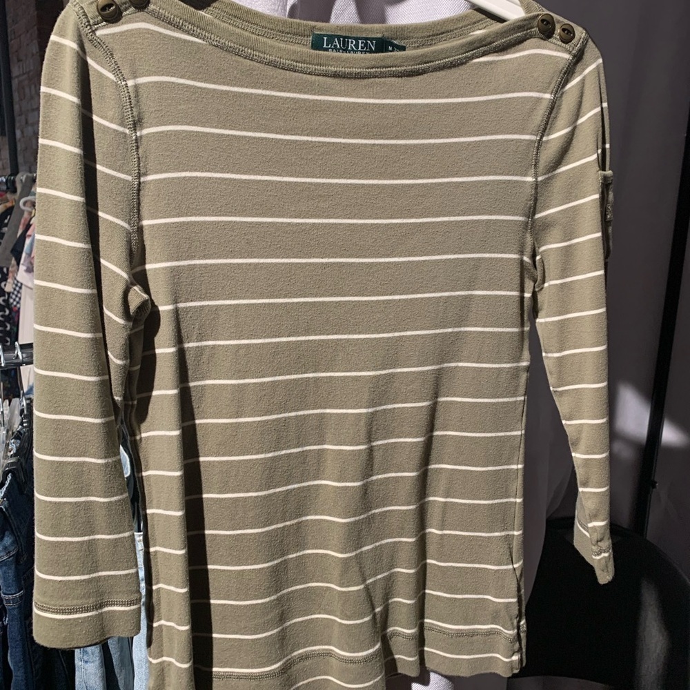 Polo Ralph Lauren Olive Striped Long Sleeve Top